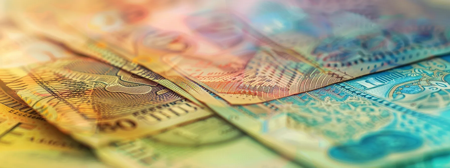 a visually striking arrangement of vibrant business and personal cheques featuring intricate designs and textures, set against a soft-focus, well-lit background that emphasizes their elegance and importance in financial transactions.