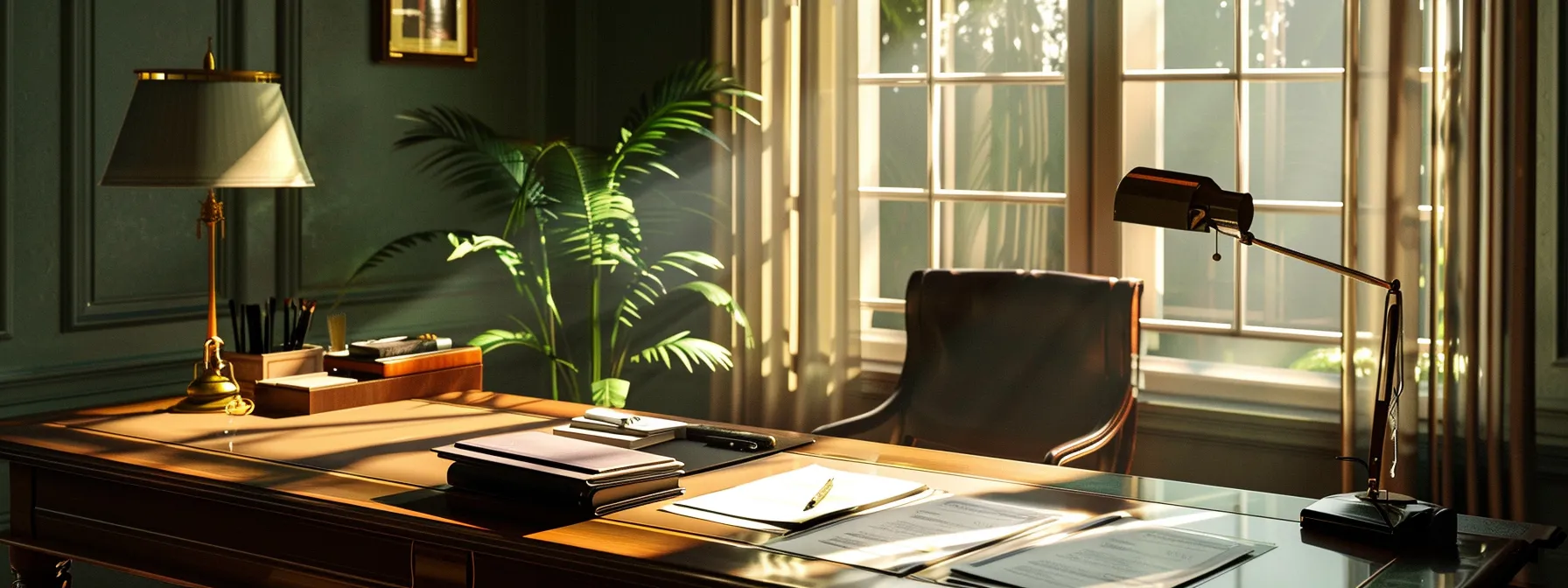 a visually striking scene showcases a pristine desk adorned with elegant business and manual cheques, illuminated by soft natural light streaming through a nearby window, creating an atmosphere of professionalism and financial sophistication.