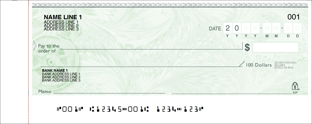 Personal Cheque — Green design, CPA 2006 compliant